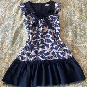 DKNY sailor style mini dress blue & white with bow